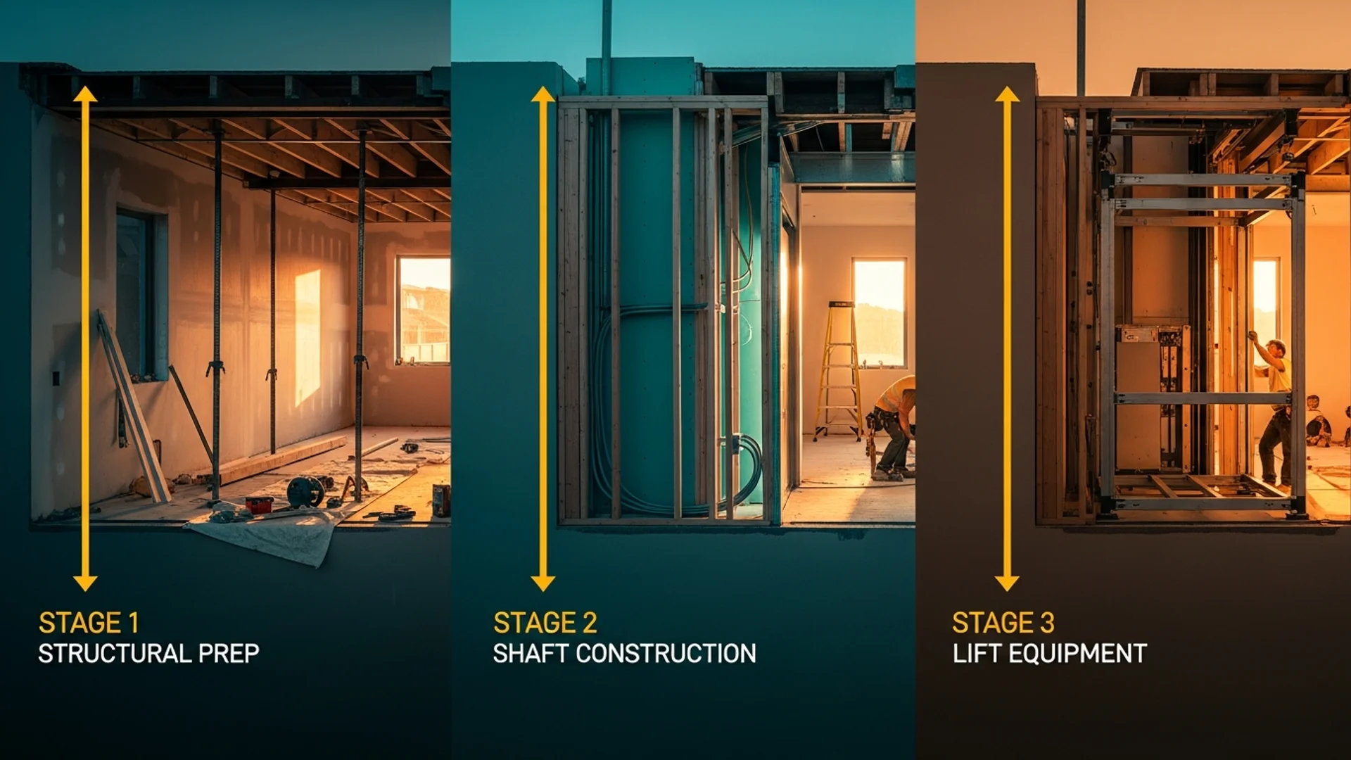 Modern Australian home with a residential lift being installed through two storeys